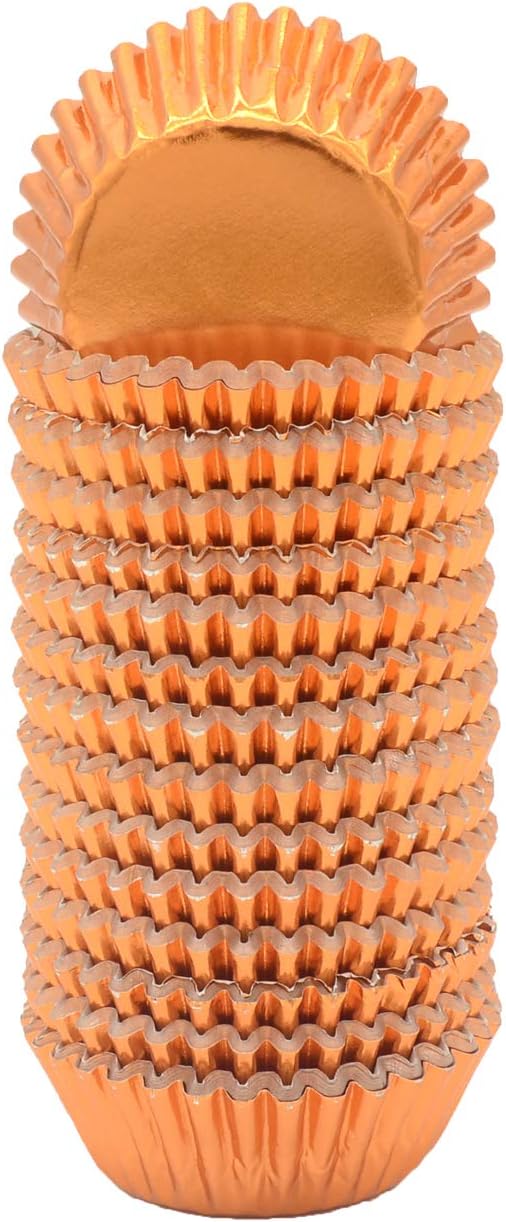 Mini Orange Foil Cupcake Liners Muffin Baking Cups for Party and More, 300-Count