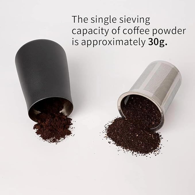 watchget Coffee Sifter, 500um Fine Mesh, Stainless Steel Ground Coffee Receiver, Precision Sieve Tool, Non-slip Base, Black