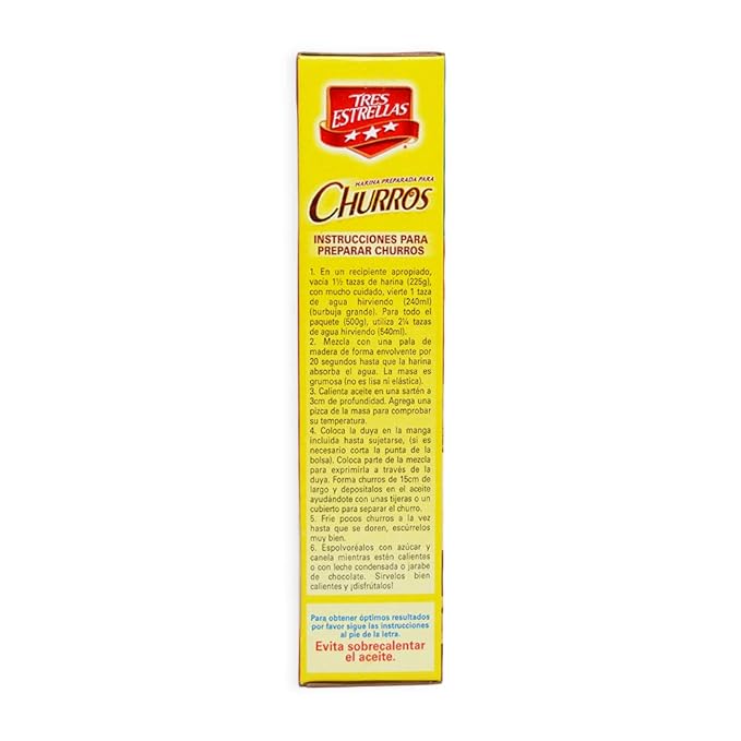 TRES ESTRELLAS, Harina preparada para Churros, Homemade, Churro Mix, Rápida y Fácil de Hacer, 17.6 oz, Pack de 12