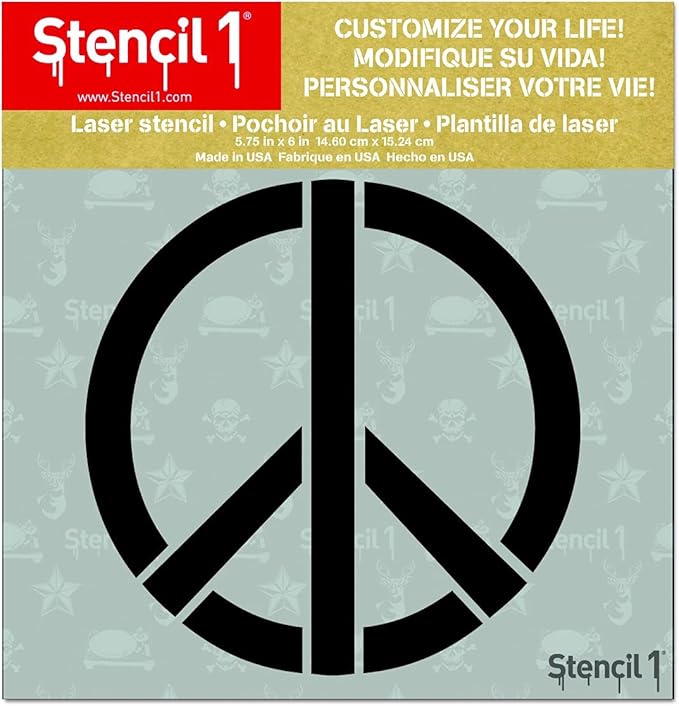 Stencil1 Peace Sign Stencil – Reusable Winter Template for DIY Crafts, Holiday Decor, Painting on Wood, Fabric, Cards & More - 5.75" x 6"