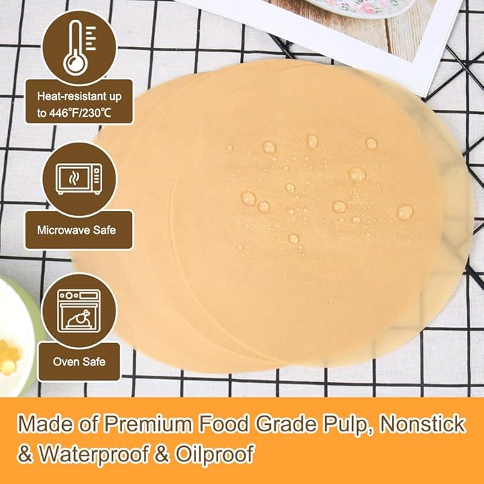 BYKITCHEN Parchment Paper Rounds, Set of 200, Non Stick 10 Inch Parchment Paper for Baking, Pre-cut Sheets Liners for Tortilla Press, Quesadilla Maker, Pizza Pan, Cake Pan, Springform Pan and More