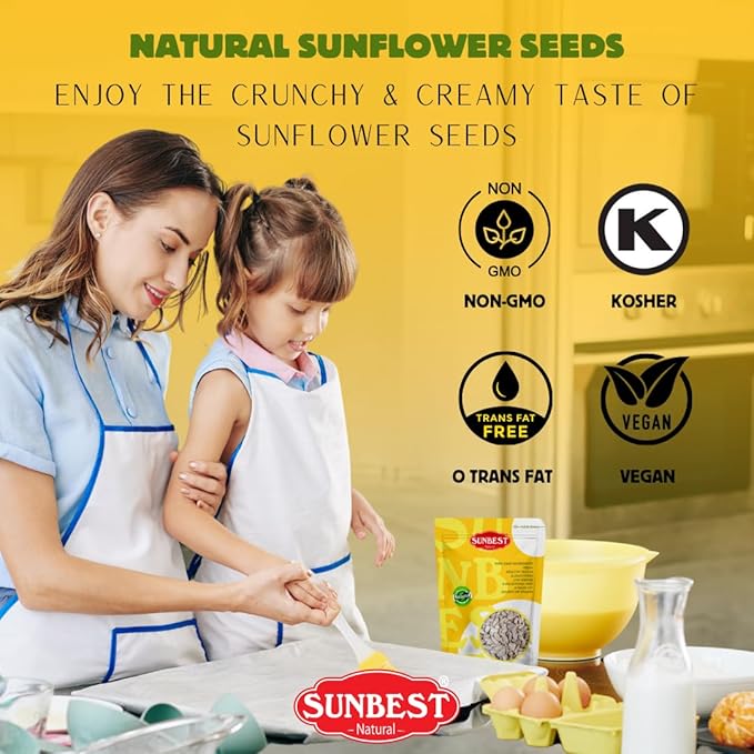 Sunbest Natural Raw Sunflower Seed Kernels – 80 oz (5 lb) Bulk Bag – Unsalted Sunflower Seeds to Eat – Nutrient-Rich, Low Sodium, Vegan, Gluten-Free – Perfect for Snacking, Cooking & Baking