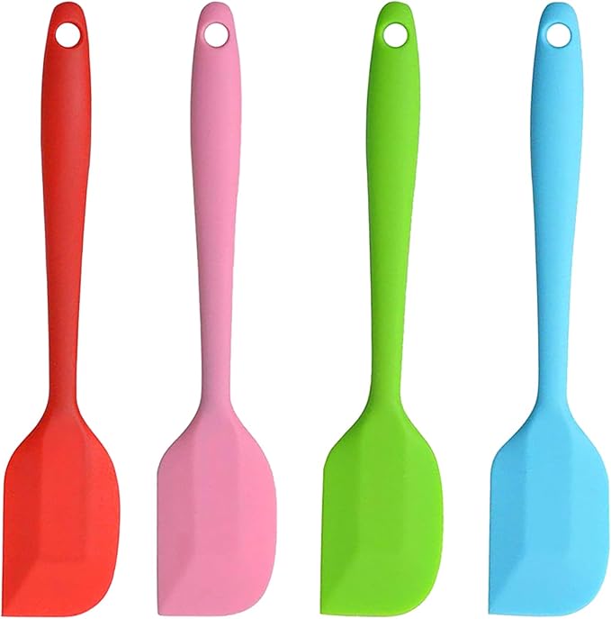 Silicone Spatula, 11 inch Rubber Spatulas Heat Resistant Cooking Utensil Set Non-Stick Flexible Baking Spatulas with Stainless Steel Core for Cake/Cream/Butter/Batter Mixing/Cooking (4-Piece)