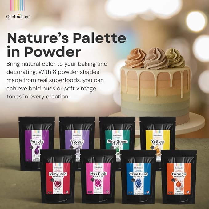 Plant-Based Natural Food Color Powder by Chefmaster, No Artificial Dyes, Purple Sweet Potato Powder for Icing, Fondant, Buttercream & Decorating, Quality Crafted in California USA, Purple, 4 oz