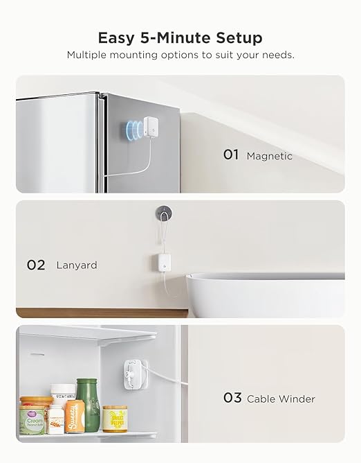 GoveeLife Refrigerator Freezer Thermometer 2 Pack, Bluetooth Temperature Sensor with Alarm, Smart APP Alerts for Fridge/Freezer/Tub(WiFi Gateway Not Included)