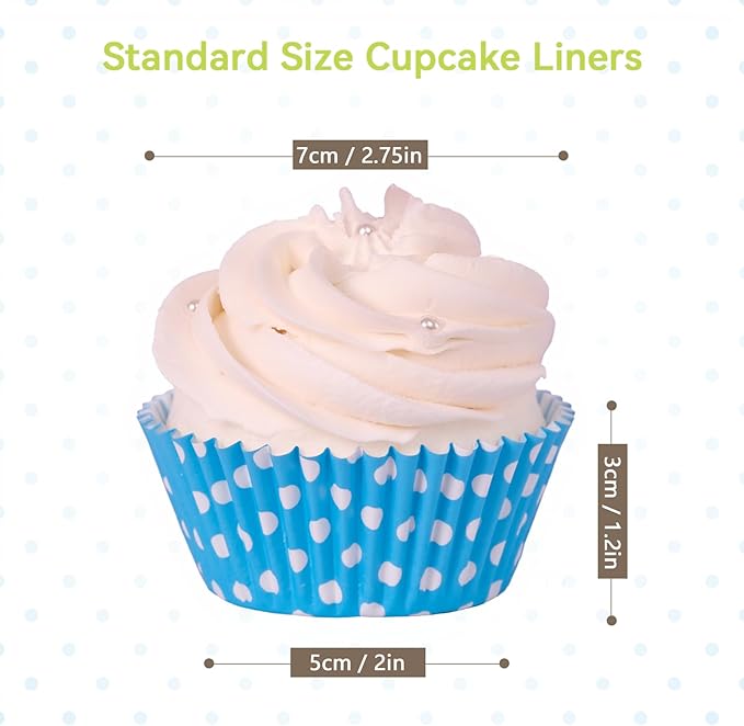 Standard Cupcake Liners 450 Count, Cute Polka Dots Paper Baking Cups Food Grade Disposable Cupcake Wrappers