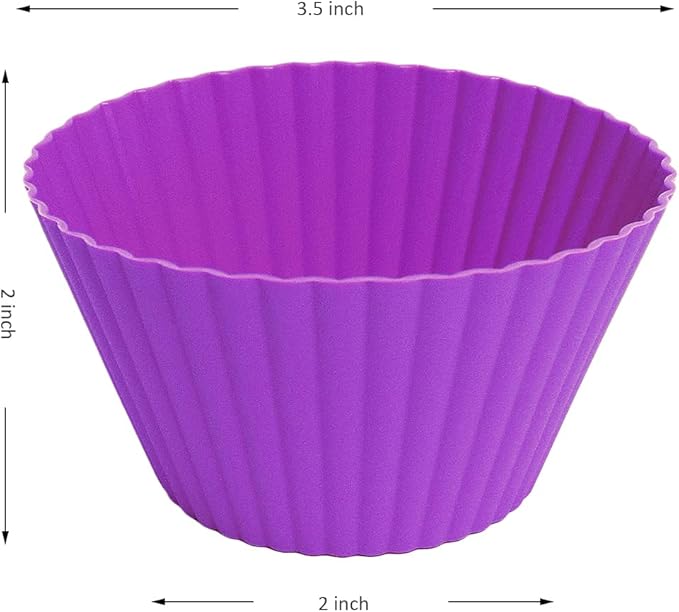 Extra Large Silicone Cupcake Muffin Cups 12 Pack, 3.54 Inch Muffin Liners, Reusable Jumbo Silicone Baking Cups Easy to Clean, Great for Cupcake, Mousse(Multicolor)