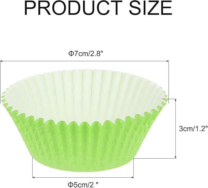 uxcell 100 Pcs Cupcake Liners, Muffins Paper Baking Cups Wrappers Standard Greaseproof for Baking Cupcake Wrapper, Light Green
