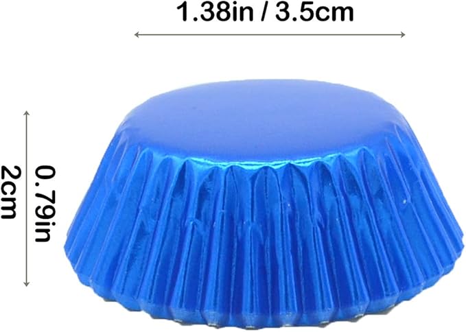 Mini Blue Foil Cupcake Liners Muffin Baking Cups for Party and More, 300-Count