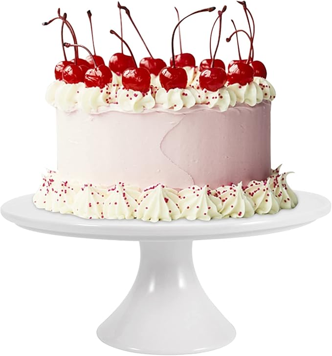9-Inch Round White Porcelain Cake Stand - Show Off Your Desserts, Celebrate in Style, Perfect for Holiday Gatherings, Weddings & Parties