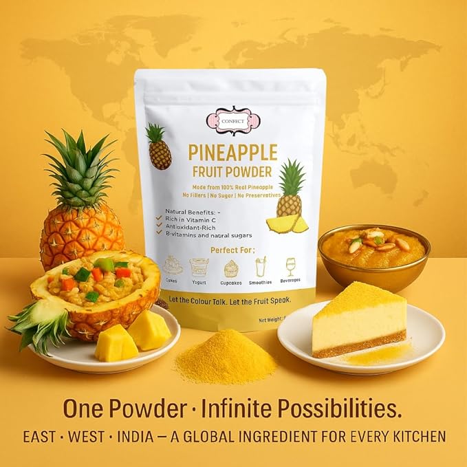 Confect Pineapple Powder | Pure & Natural Fruit Powder for Smoothies, Baking, Beverages, Juices, Tea & DIY Recipes | Vegan, Gluten-Free, No Added Sugar – 8 OZ
