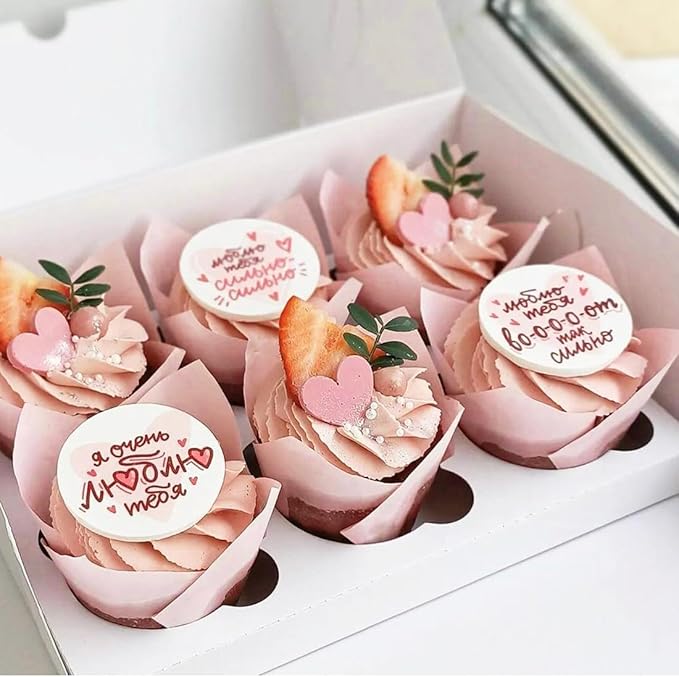 200 Pieces Tulip Cupcake Muffin Liners Greaseproof Paper Baking Cups Cupcake Wrappers for Birthday Wedding Party Baby Showers Catering Restaurants(Pink)
