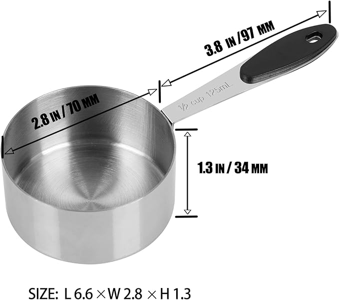1/2 Cup Magnetic Grips Stainless Steel Measuring Cup -1PCS