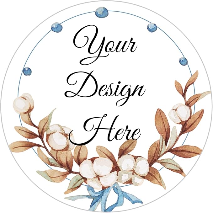 100-500 Pack Personalized Stickers Labels Floral Round Custom Labels with Your own Business Logo for Favors Wedding Birthday Party Baby Shower(Design 4)