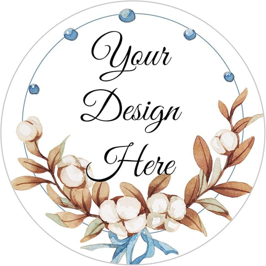 100-500 Pack Personalized Stickers Labels Floral Round Custom Labels with Your own Business Logo for Favors Wedding Birthday Party Baby Shower(Design 4)