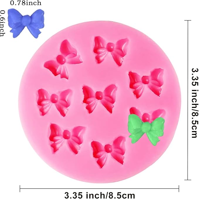Actvty Bow Chocolate Mold, 4 Pcs Mini Bow Molds, Silicone Bows Fondant Molds for DIY Desserts, Cake Pop, Candy, Cake Decorating