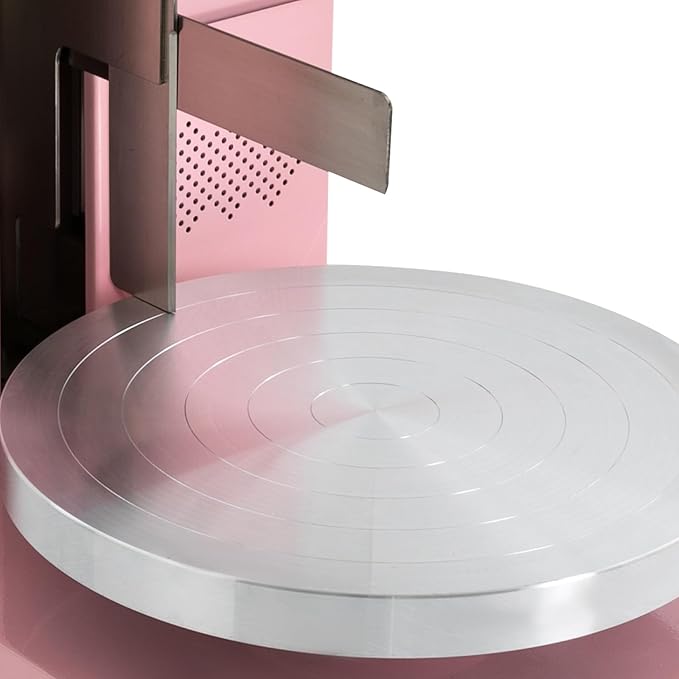 Cake Decorating Coating Machine, 80W Auto Cream Spreading Machine, Cake Cream Smooth Coating Decoration Machines with Adjustable Speed for 4-12 Inch Cakes Dessert Shops (Pink)