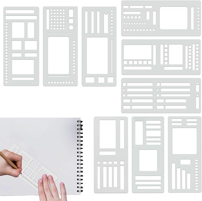 Handmade Flexible Record Templates 3-Pack - Reusable Planner Stencils for Dot Grid Journals, Calendars & Craft Supplies, Compatible with Coils/Discs/Rings (B)