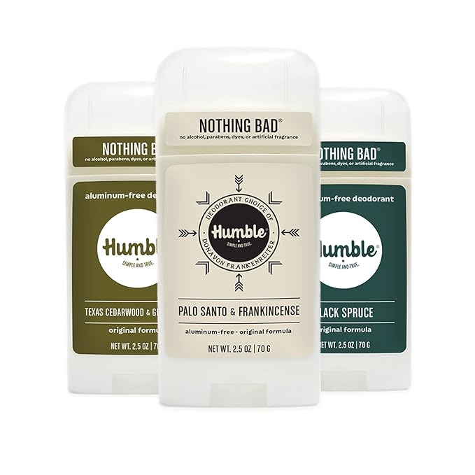 HUMBLE BRANDS Original Formula Aluminum-free Deodorant, Earthy & Grounded, Texas Cedarwood, Palo Santo, Black Spruce, Pack of 3