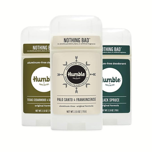 HUMBLE BRANDS Original Formula Aluminum-free Deodorant, Earthy & Grounded, Texas Cedarwood, Palo Santo, Black Spruce, Pack of 3