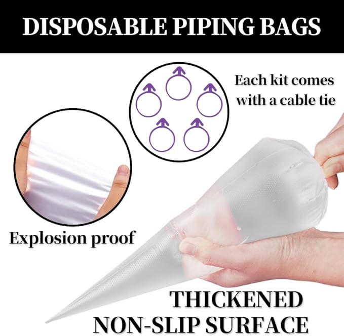 100PACK Anti Burst Icing Bags,12Inch Thickened Pastry Bags Disposable,Cake Decorating Piping Bags for Frosting,Cream,Cookies,cupcakes