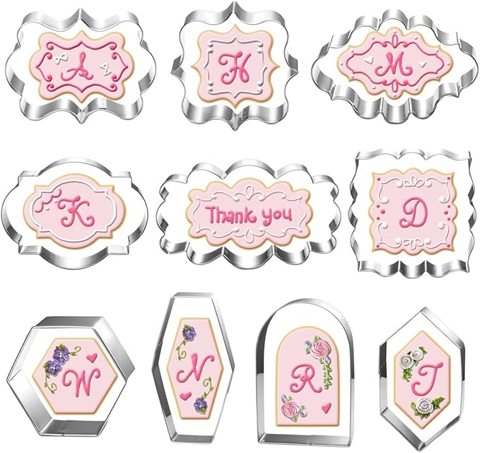 Large Plaque Cookie Cutter Set-10 Piece-4.0 Inch-Diswasher Safe-Frame Cookie Cutter Shape for Baking
