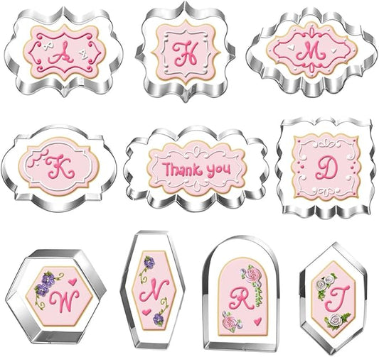Large Plaque Cookie Cutter Set-10 Piece-4.0 Inch-Diswasher Safe-Frame Cookie Cutter Shape for Baking