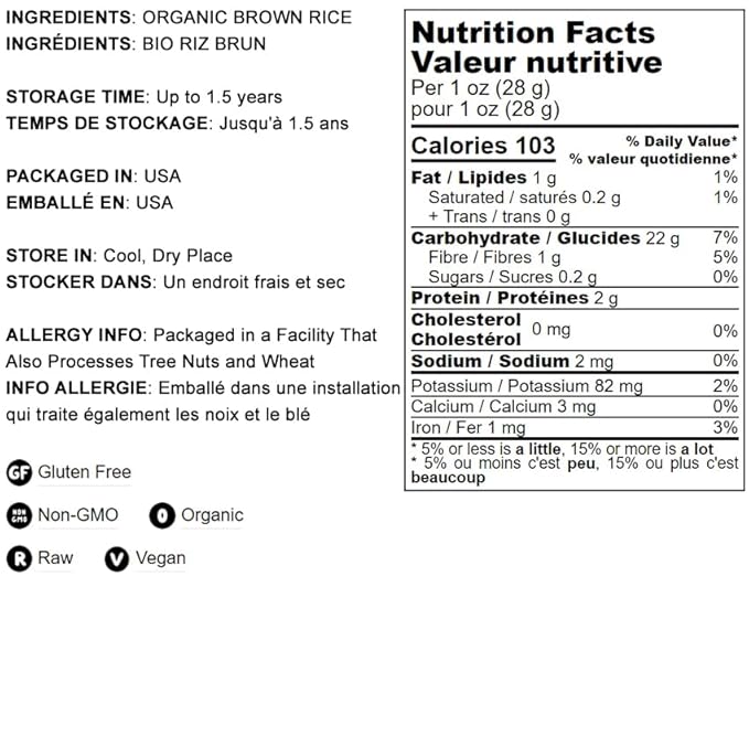 Food to Live - Gluten Free Organic Brown Rice Flour, 5 Pounds - Non-GMO Whole Grain Flour, Fine Meal, Vegan, Bulk. Rich in Fiber