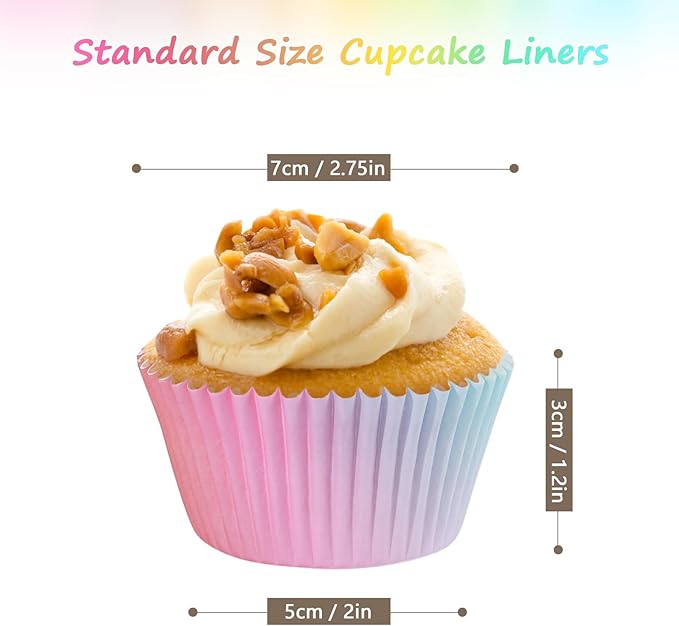 Standard Cupcake Liners 400 Count Colorful Paper Baking Cups Disposable Cupcake Wrappers for Wedding and Party Baking Supplies (Gradient Color)