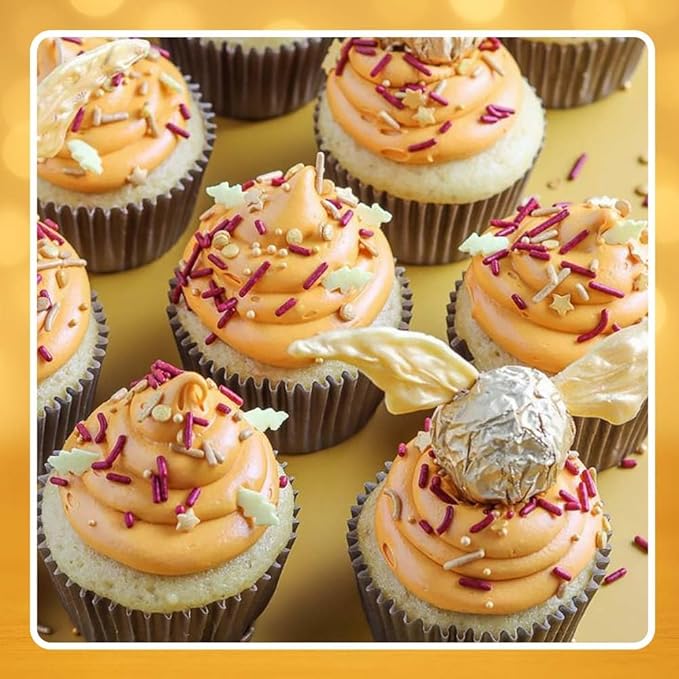 Harry Potter Cake Decorations with Wizard Lightning Sprinkles, Maroon and Gold Jimmies, Nonpareils, Sugar Pearls, Lightning Bolt Quins - Harry Potter Sprinkles for Birthday Cake Decorating, Baking