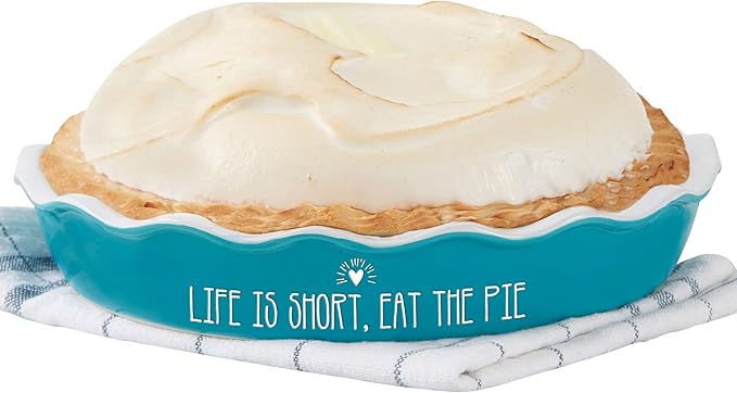 Personalization Universe Made with Love Personalized Classic Pie Dish, Hand-Glazed Stoneware, Oven to Table Baking Dish, Ideal for Pies and Casseroles, Dishwasher Safe - Turquoise