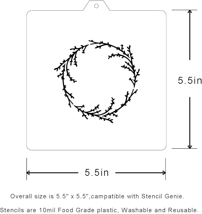 Cookie Cutter and Stencil Set Bundle Kit PYO Cookies Paint Your Own Diy Bakery Fondant Sugar Happy Birthday Wedding Baby Candle Kids Painting Coloring Pages Comb (Wedding Wreath Set)
