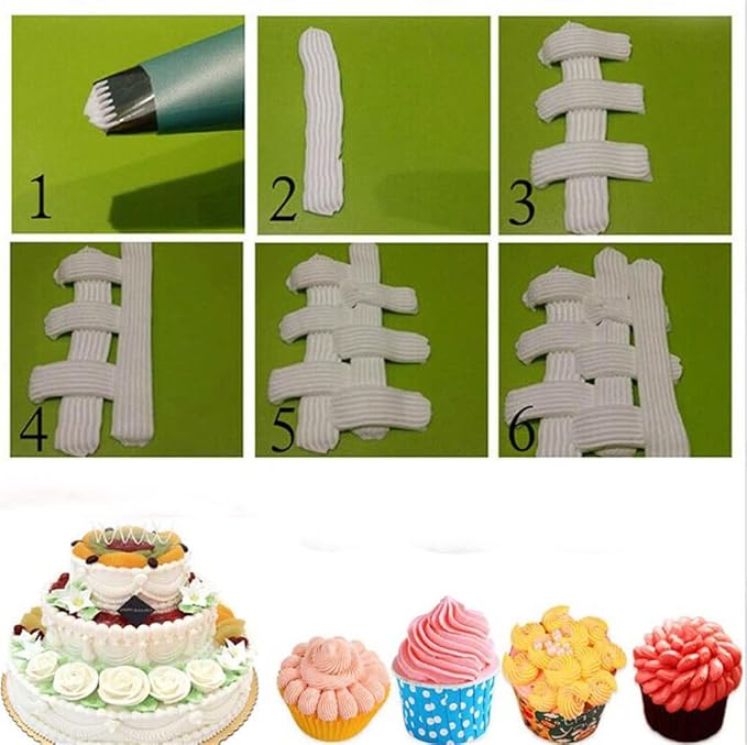 RoseFlower 5 PCS Half Row Braided Flower Piping Tips Set - Stainless Steel Piping Nozzles Kit for Pastry Cupcakes Cakes Cookies Decorating Supplies Baking Set #2