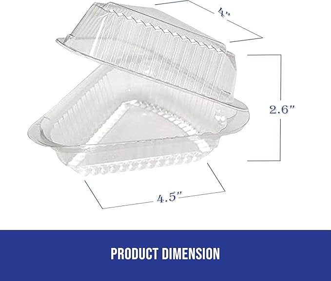 MT Products Clear Cake Slice Container - Medium Deep Cheesecake Pie Slice Containers (Pack of 20) - Made in USA