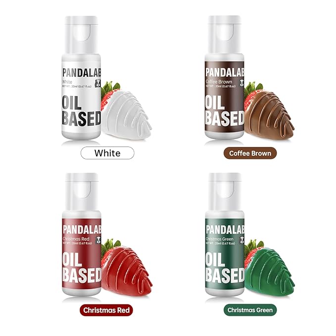Oil Based Food Coloring for Chocolate - Christmas Red Christmas Green White Edible Baking Food Dye for Chocolate, Candy Melts, Cakepops, Cakesicles, Donuts - 0.67 Fl.Oz Bottles