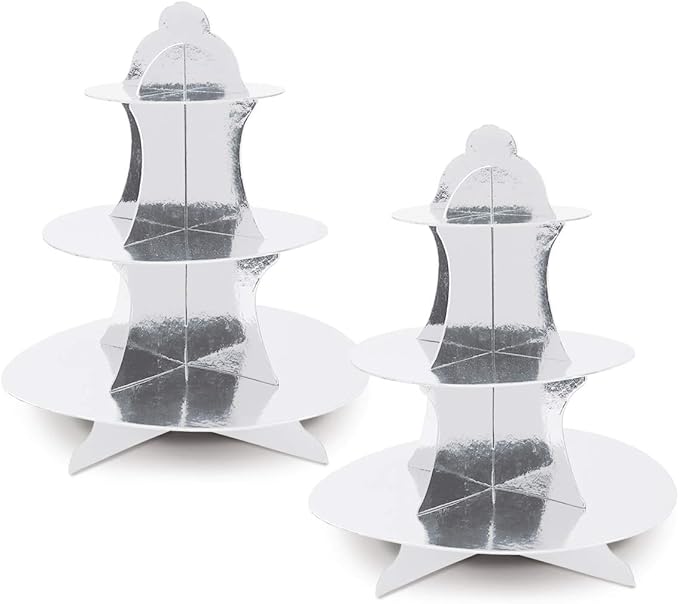 Metallic Cupcake Stands 2 Piece Birthday Party Supplies Graduation Decorations Anniversary Centerpiece