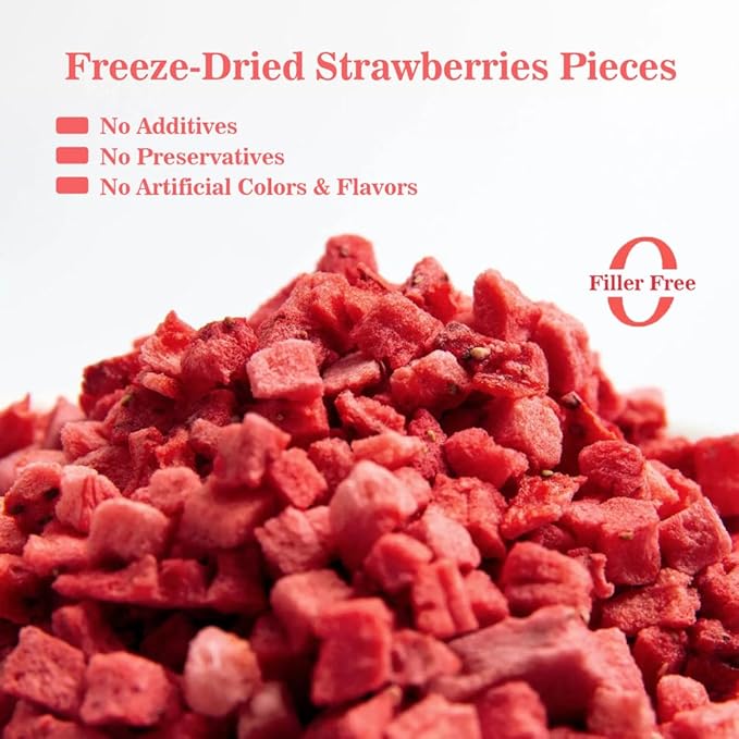 Fraunitsh Freeze-Dried Strawberries Pieces, 9.18oz (260g), Real Strawberry Dices - Whole Fruit Cut, Frozen Dry Strawberries for Baking Cooking Snacks Beverages