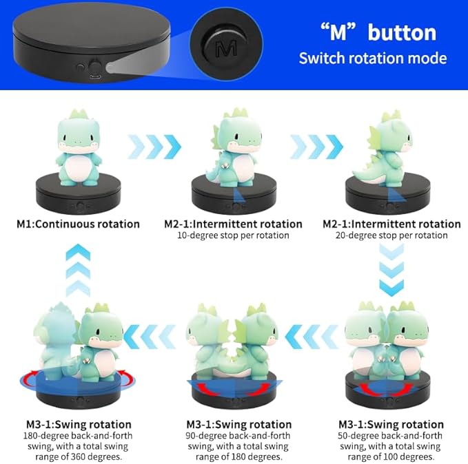 Rotating Display Stand with Type-C Power Cable,Motorized Lazy Susan Spinner Adjustable Speed and Direction, Photography Spinning Platform for Product Shooting and Displaying, Display Turntable (black, 5.9'')