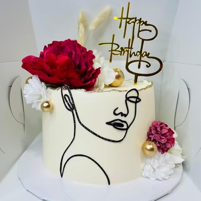 6 Pieces Lady Line Face Cake Stencils Women Theme Stencils for Painting on Canvas Female Face Cake Stencils for Decorating Cake (Women face)