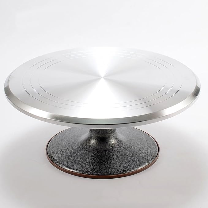 Rotating Cake Turntable, 14" Aluminum Revolving Cake Stand, Cake Spinner Display Tray Plate Tools Accessories for Baking Cupcakes, Pastries and Cake Decorations