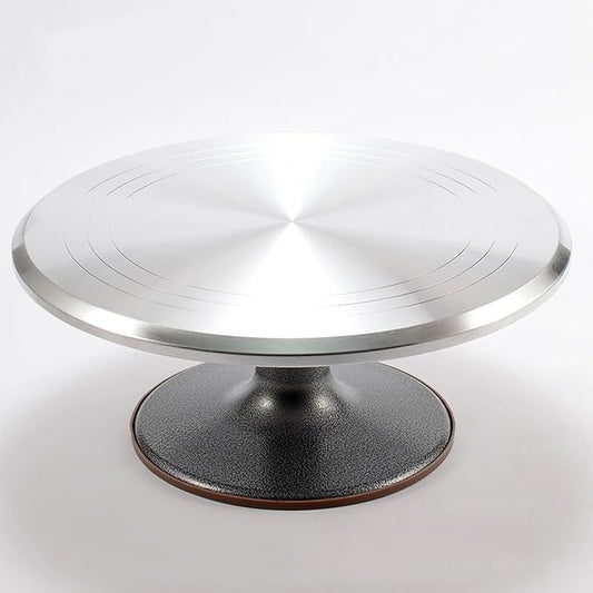 Rotating Cake Turntable, 14" Aluminum Revolving Cake Stand, Cake Spinner Display Tray Plate Tools Accessories for Baking Cupcakes, Pastries and Cake Decorations