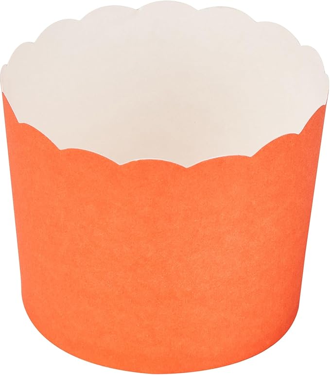 Panificio 6 Ounce Cupcake Wrappers, 200 Scalloped Baking Cups - Oven-Ready, Greaseproof, Orange Paper Cupcake Liners, Disposable, For Birthdays, Baby Showers, Or Weddings - Restaurantware