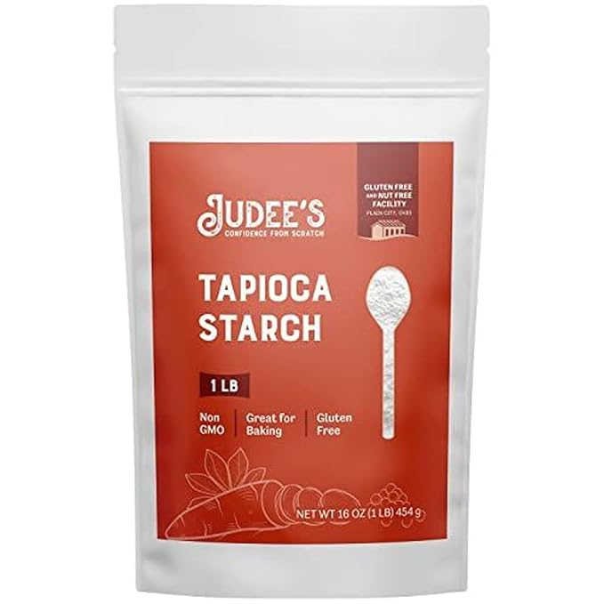Judee’s Tapioca Starch 1 lb - Non-GMO, Gluten-Free and Nut-Free - Great for Gluten-Free Baking, Cooking, Thickening, and Making Boba - Packaged in the USA
