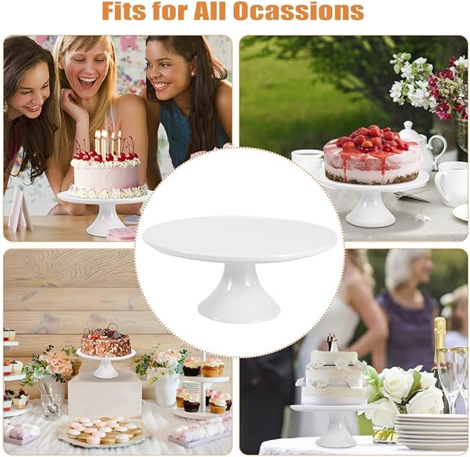 9-Inch Round White Porcelain Cake Stand - Show Off Your Desserts, Celebrate in Style, Perfect for Holiday Gatherings, Weddings & Parties