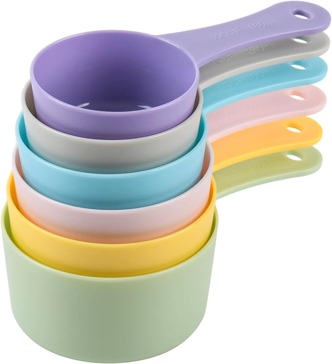 Smithcraft Measuring Cups Set 6, Colorful Plastic Measuring Cup Set, Big Size Metric & US Measure Cups, Cute Dry Measurement Cups for Kitchen & Baking, Cooking Measure Cup with 3/4 & 2 Cup