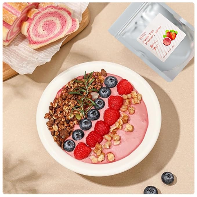 Mkostlich Freeze Dried Strawberries Powder, 11.28oz/320g Strawberry Powder for Baking, Smoothies, Drinks, No Sugar Added