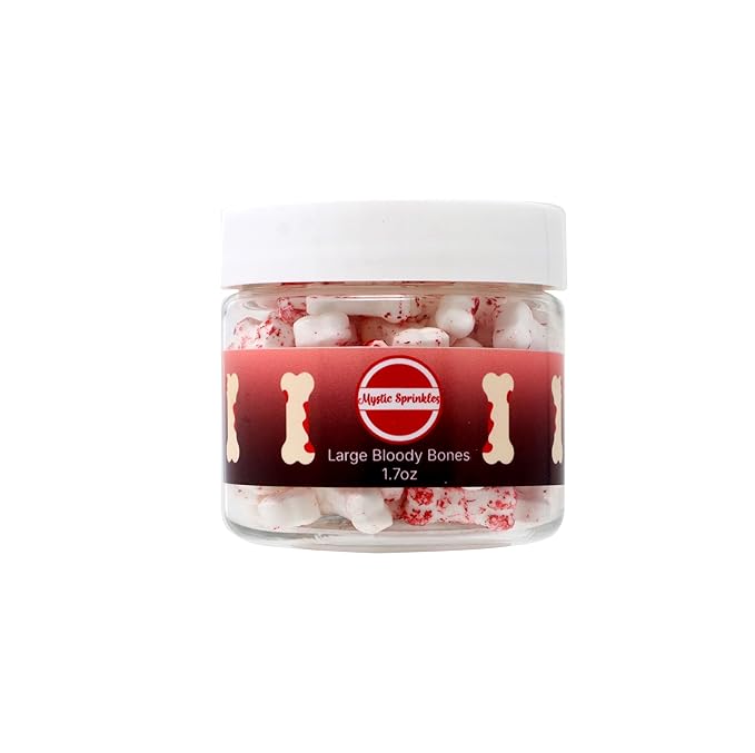 Mystic Sprinkles Halloween Candy Shape Sprinkles (Large Bloody Bones, 2oz Jars)