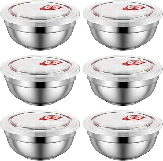 28 Oz Stainless Steel Large Bowls Set of 6, Metal Double-walled Insulated Noodle Soup Bowls with Lids for Adult, Dishwasher Safe and Unbreakable