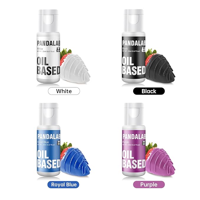 Oil Based Food Coloring for Chocolate - Black Blue Purple White Edible Baking Food Dye for Dark Chocolate, Candy Melts, Cakepops, Cakesicles, Donuts - 0.67 Fl.Oz Bottles