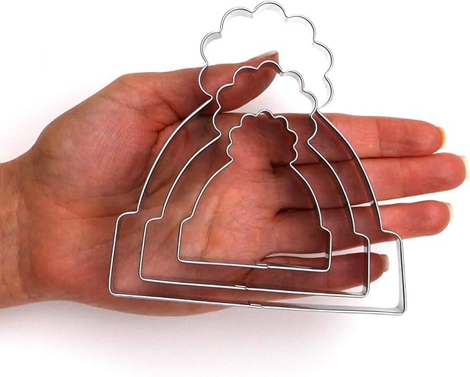 Winter Hat Cookie Cutter 3 Piece Set, Premium Food-Grade Stainless Steel, Dishwasher Safe (Winter Hat 3 Piece)